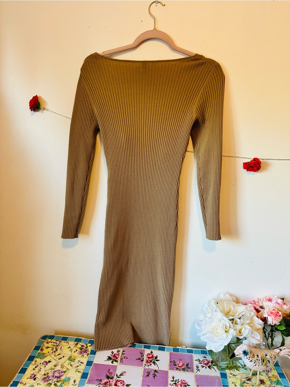 The Group Babaton Tan Long Sleeve Midi Sweater Dress L - Picture 6 of 6